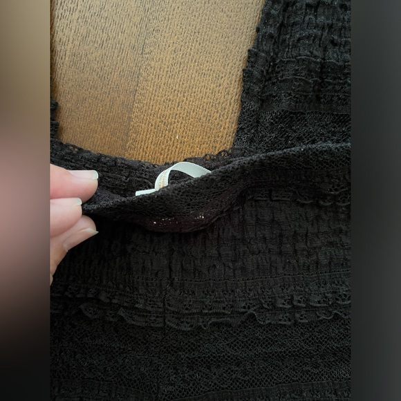 Free People Black Mesh Tiered Lace Ruffled Pucker - Picture 7 of 7